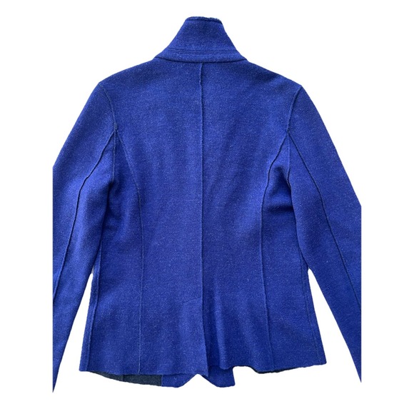 EILEEN FISHER Blazer L Merino Wool Cardigan Doubleknit Button Front Purple - Picture 4 of 10